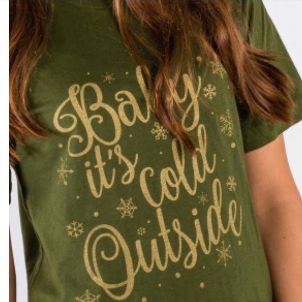 🌸2/$50 Bella Canvas TShirt BABY ITS COLD OUTSIDE GreenNWT - Picture 2 of 4